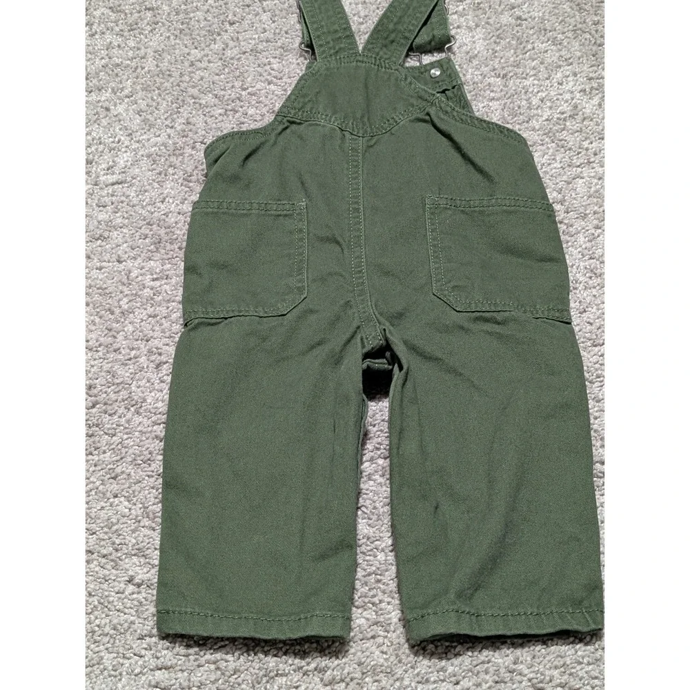 Carters‎ Baby Boy Olive Green Dinosaur Canvas Bib Overalls 6 Months